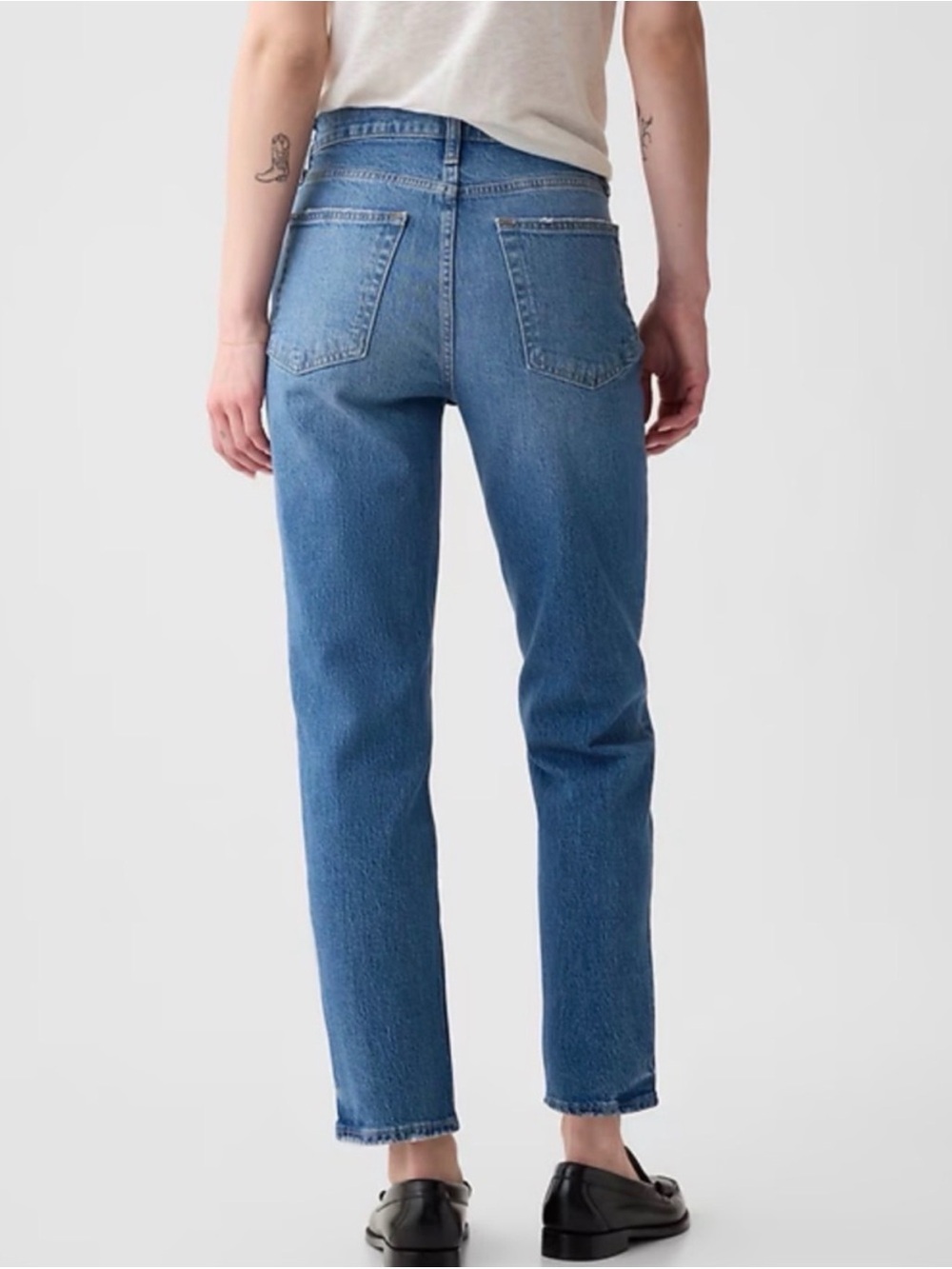 GAP High Rise Cheeky Straight Medium Wash Indigo Blue Button Fly Jeans Sz 30/10R - Picture 2 of 13